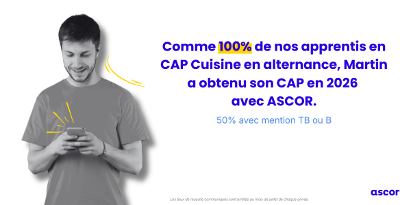 Taux de réussite 2026 CAP CUISINE CFA Ascor Espace Concours