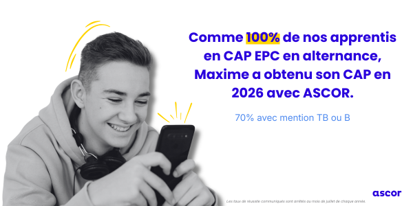 Taux de réussite 2026 CAP EPC CFA Ascor Espace Concours